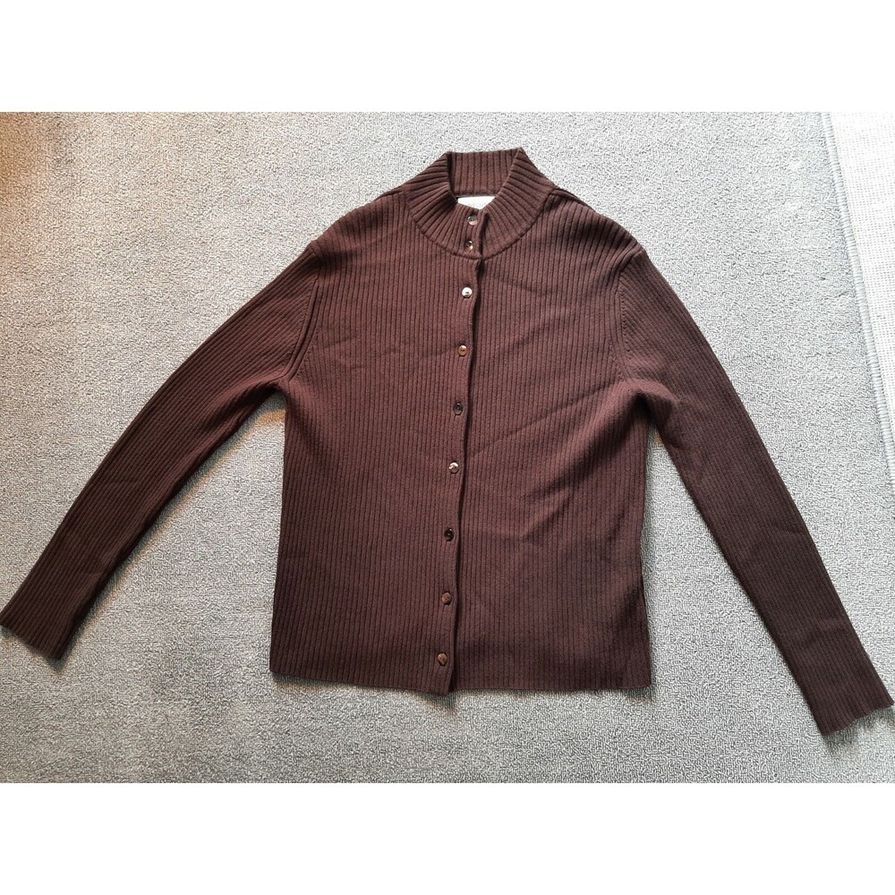 Easy Spirit Sweater Womens Size 2 Brown long sleeve button up